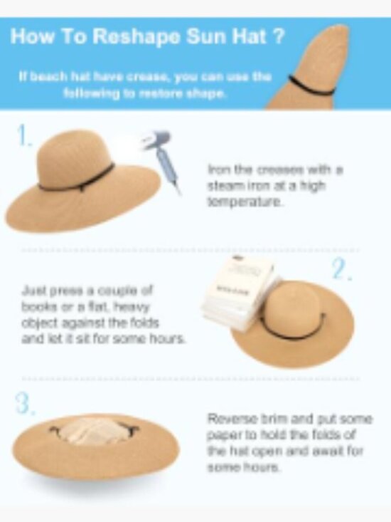 Foldable Wide Brim Straw Sun Hat with Chin Strap UPF 50+ main image 5